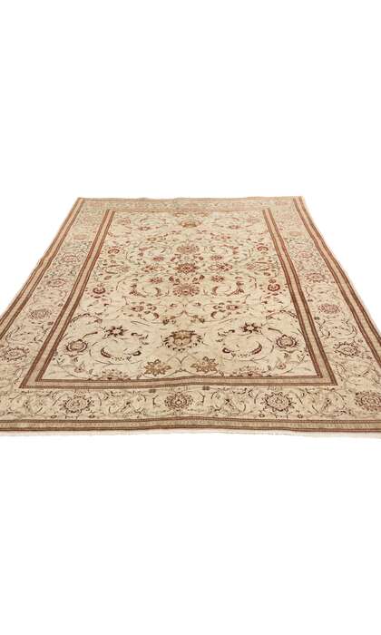4 x 7 Antique Neutral Persian Kashan Rug 53764
