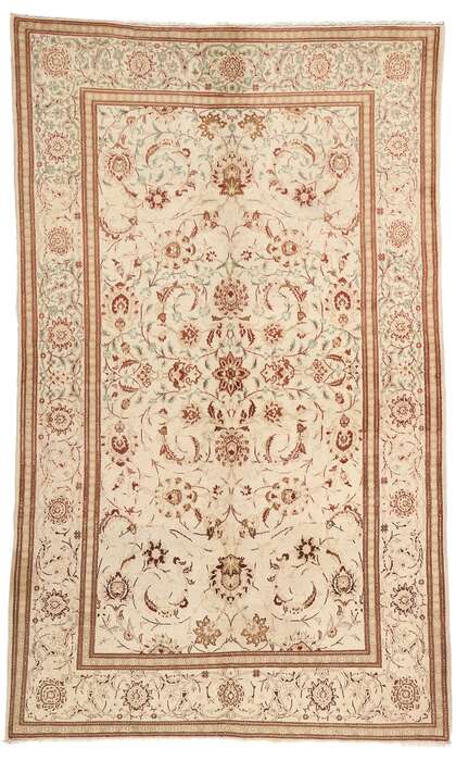 4 x 7 Antique Neutral Persian Kashan Rug 53764