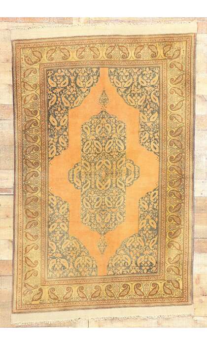 4 x 6 Antique Orange Persian Tabriz Rug 21678