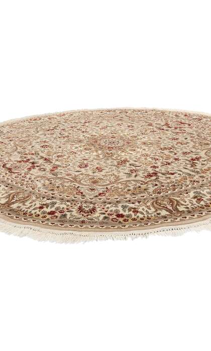 8 x 8 Vintage Chinese Tabriz Wool and Silk Round Area Rug 74981