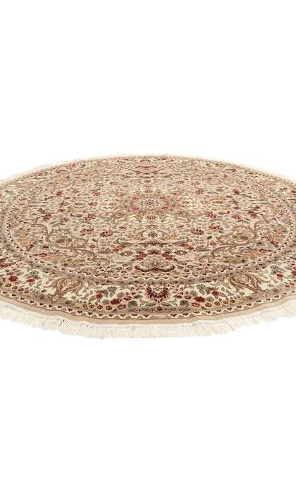 8 x 8 Vintage Chinese Tabriz Wool and Silk Round Area Rug 74981
