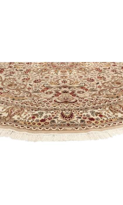 8 x 8 Vintage Chinese Tabriz Wool and Silk Round Area Rug 74981