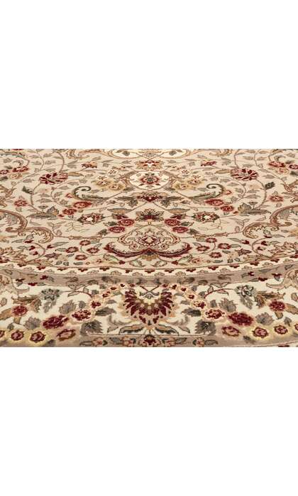 8 x 8 Vintage Chinese Tabriz Wool and Silk Round Area Rug 74981