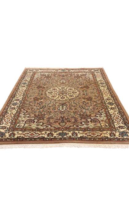 4 x 6 Earth-Tone Vintage Indian Isfahan Rug 78783