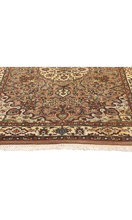4 x 6 Earth-Tone Vintage Indian Isfahan Rug 78783