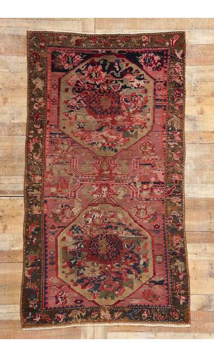 4 x 8 Antique Pink Caucasian Karabagh Rose Rug 61160
