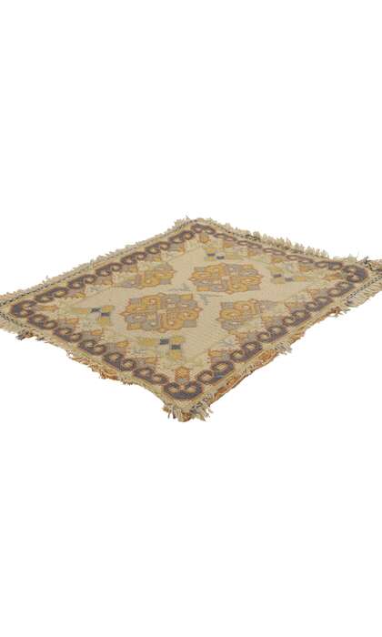 2 x 2 Antique Portuguese Needlepoint Arraiolos Rug 73318