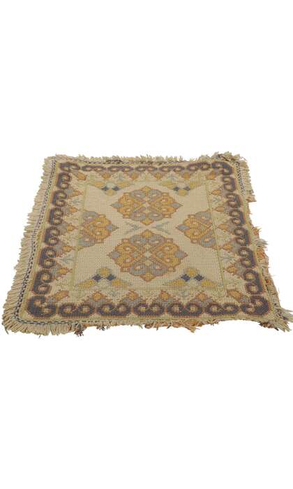 2 x 2 Antique Portuguese Needlepoint Arraiolos Rug 73318