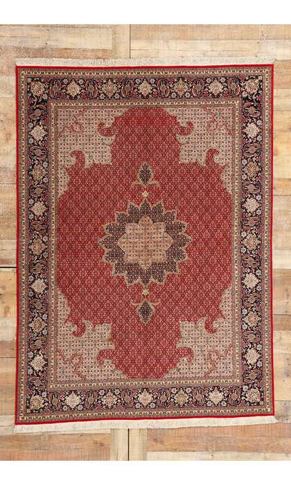 5 x 7 Vintage Red Persian Mahi Tabriz Rug Wool and Silk 77001