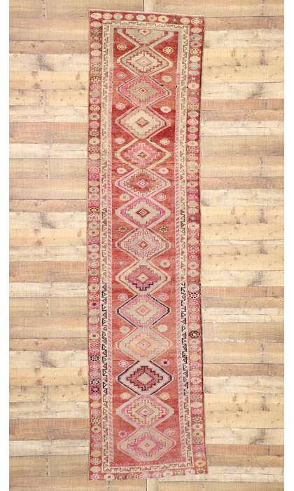 3 x 12 Vintage Turkish Oushak Rug Runner 52665