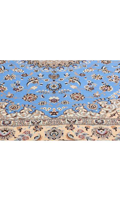 5 x 7 Signed Habibian Blue Persian Nain Rug 78774