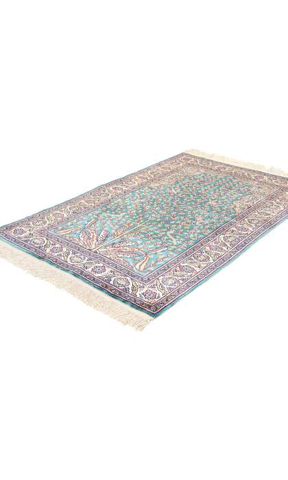 3 x 4 Vintage Turkish Silk Kayseri Tree of Life Prayer Rug 78777