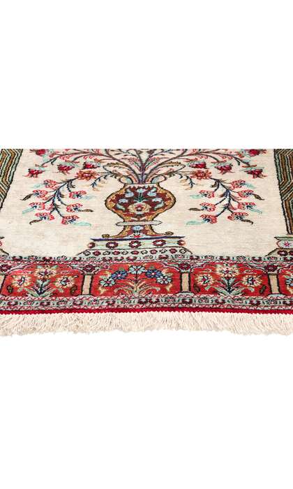 3 x 5 Vintage Persian Silk Qum Prayer Rug Qom Tableau 78782