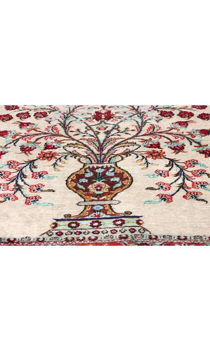 3 x 5 Vintage Persian Silk Qum Prayer Rug Qom Tableau 78782