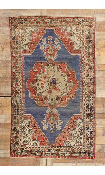 5 x 8 Vintage Blue Turkish Oushak Rug 52256