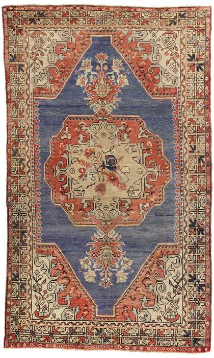 5 x 8 Vintage Blue Turkish Oushak Rug 52256