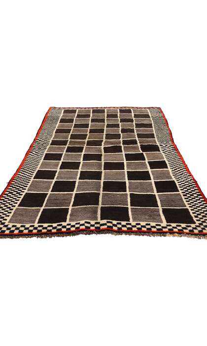 4 x 7 Vintage Checkerboard Persian Gabbeh Rug Midcentury Modern Cubism 61071