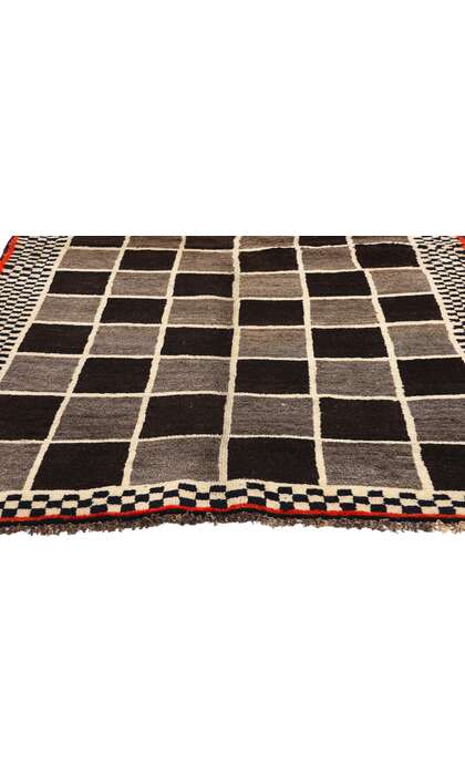 4 x 7 Vintage Checkerboard Persian Gabbeh Rug Midcentury Modern Cubism 61071