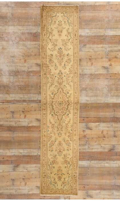 2 x 12 Vintage Neutral Persian Kerman Rug Runner 71661