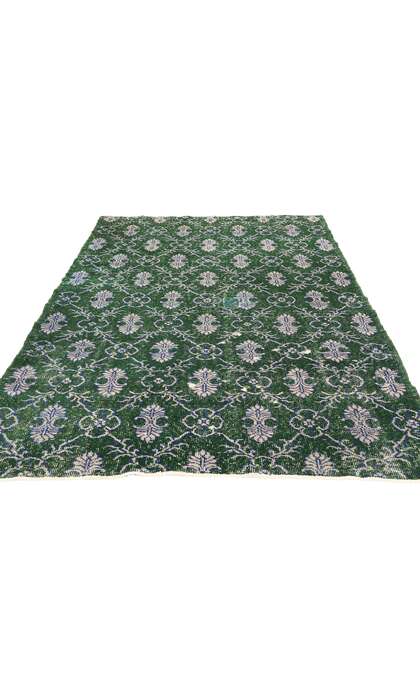 4 x 7 Distressed Vintage Green Turkish Sivas Rug 51945