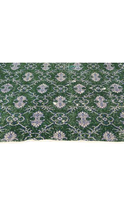4 x 7 Distressed Vintage Green Turkish Sivas Rug 51945