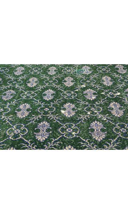 4 x 7 Distressed Vintage Green Turkish Sivas Rug 51945