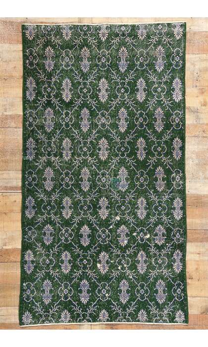 4 x 7 Distressed Vintage Green Turkish Sivas Rug 51945