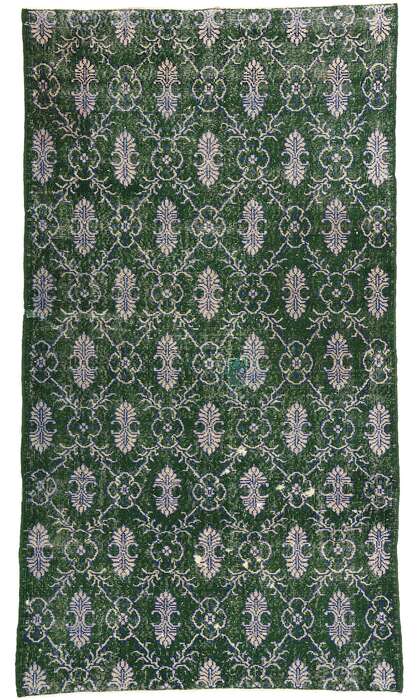 4 x 7 Distressed Vintage Green Turkish Sivas Rug 51945