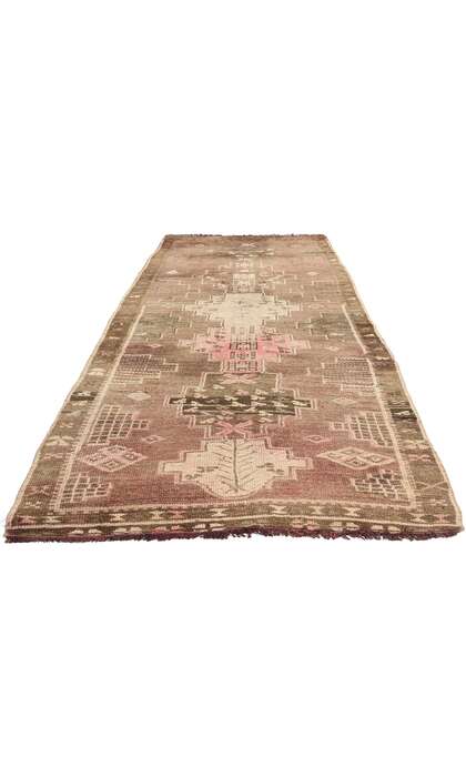 4 x 10 Pink and Brown Vintage Turkish Kars Rug 77696