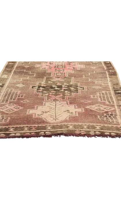 4 x 10 Pink and Brown Vintage Turkish Kars Rug 77696