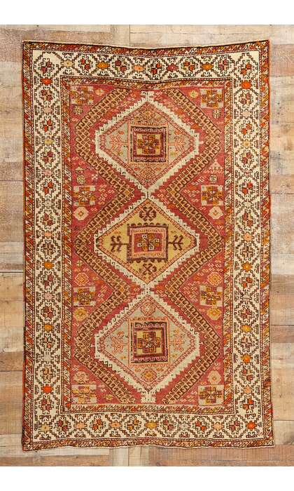 4 x 7 Vintage Red Turkish Oushak Rug 52107