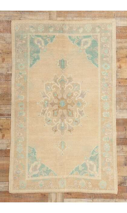 5 x 8 Vintage Pastel Turkish Oushak Rug 52957