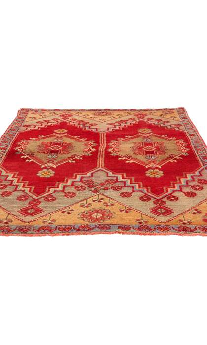 4 x 5 Vintage Red Turkish Oushak Rug 51122