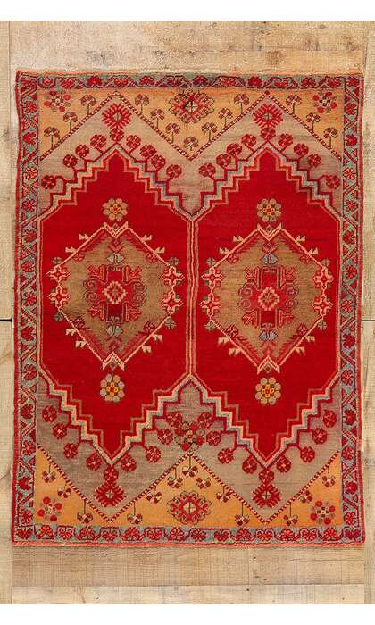 4 x 5 Vintage Red Turkish Oushak Rug 51122