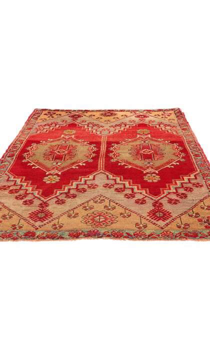 4 x 5 Vintage Red Turkish Oushak Rug 51123