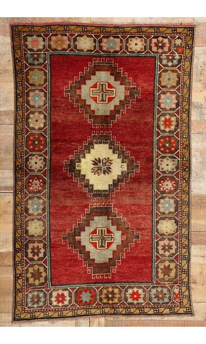 4 x 7 Vintage Red Turkish Oushak Rug 52293