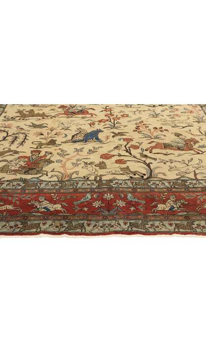 7 x 10 Vintage Persian Tabriz Hunting Rug 78766
