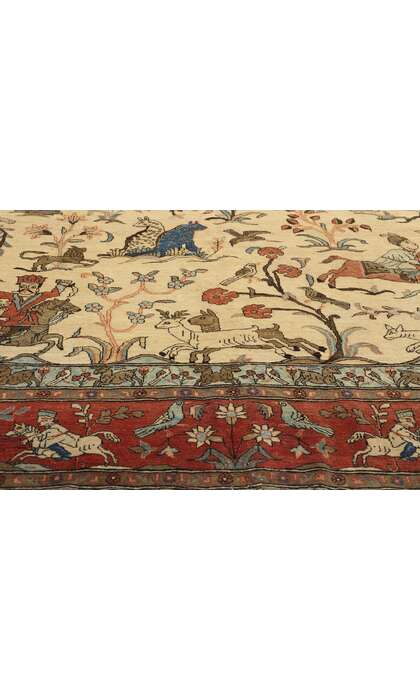 7 x 10 Vintage Persian Tabriz Hunting Rug 78766