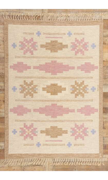 5 x 8 Anna Johanna Angstrom Vintage Swedish Rollakan Rug 78833