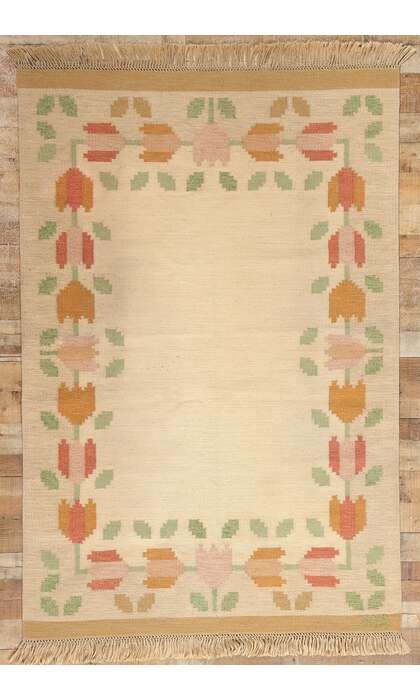 5 x 8 Anne Marie Boberg Vintage Swedish Rollakan Rug 78835