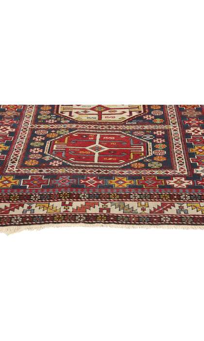 4 x 5 Antique Caucasian Kazak Rug 78813