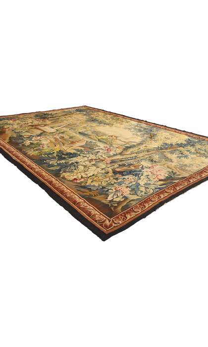 7 x 10 Antique French Aubusson Verdure Tapestry 78831
