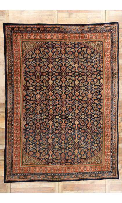 10 x 13 Antique Navy Blue Persian Kurdish Rug 51634