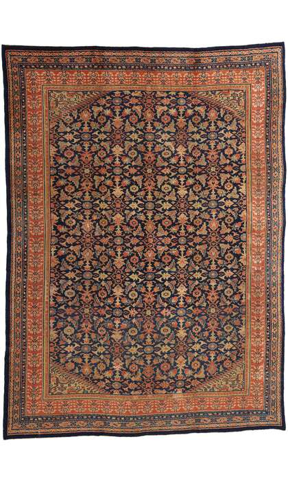 10 x 13 Antique Navy Blue Persian Kurdish Rug 51634