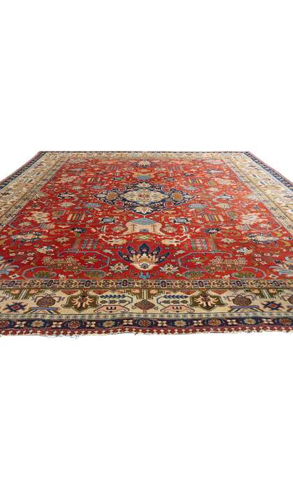 9 x 13 Antique Red Persian Tabriz Rug 78830