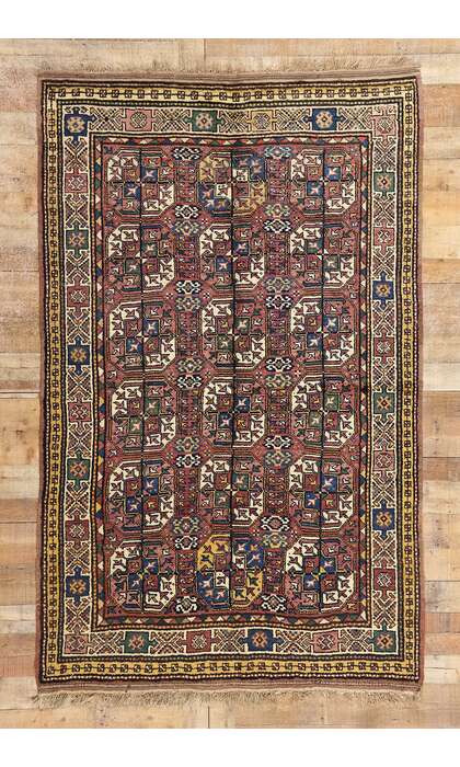 5 x 8 Antique Plum Caucasian Azerbaijan Tekke Rug 60892