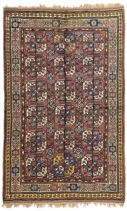 5 x 8 Antique Plum Caucasian Azerbaijan Tekke Rug 60892