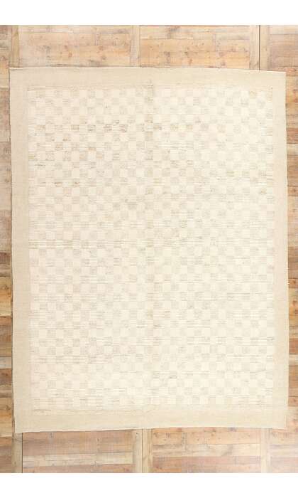 9 x 12 Modern Beige Checkered Moroccan Rug 81071