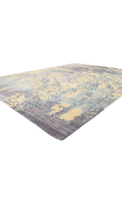 9 x 12 Contemporary Abstract Damask Wool and Silk Rug 31014