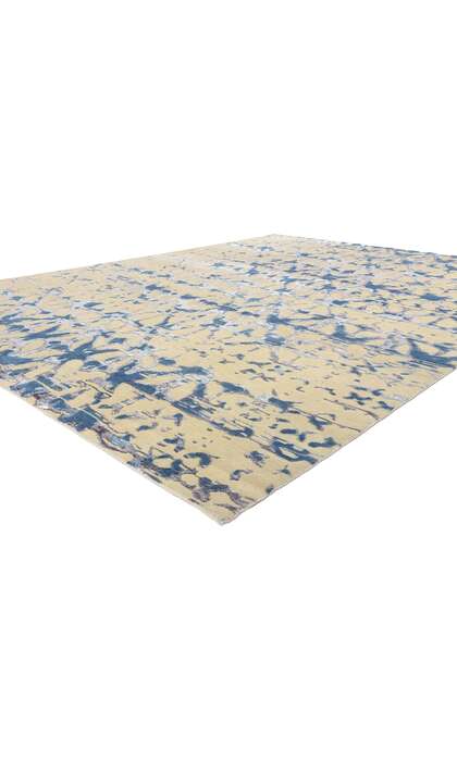 9 x 12 Contemporary Abstract High-Low Wool and Silk Rug 31011